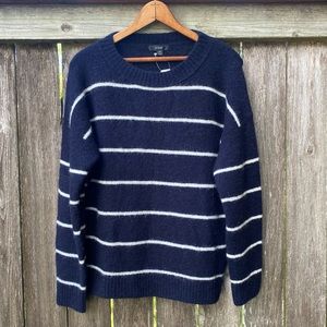 NWT JCrew alpaca + merino wool blend, crewneck sweater stripe new with tags XS